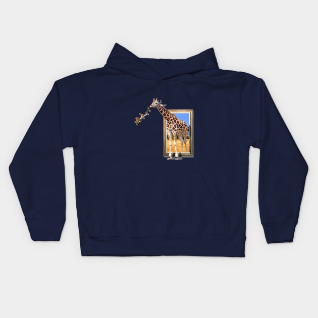 3D giraffe Kids Hoodie by adityawagaskar